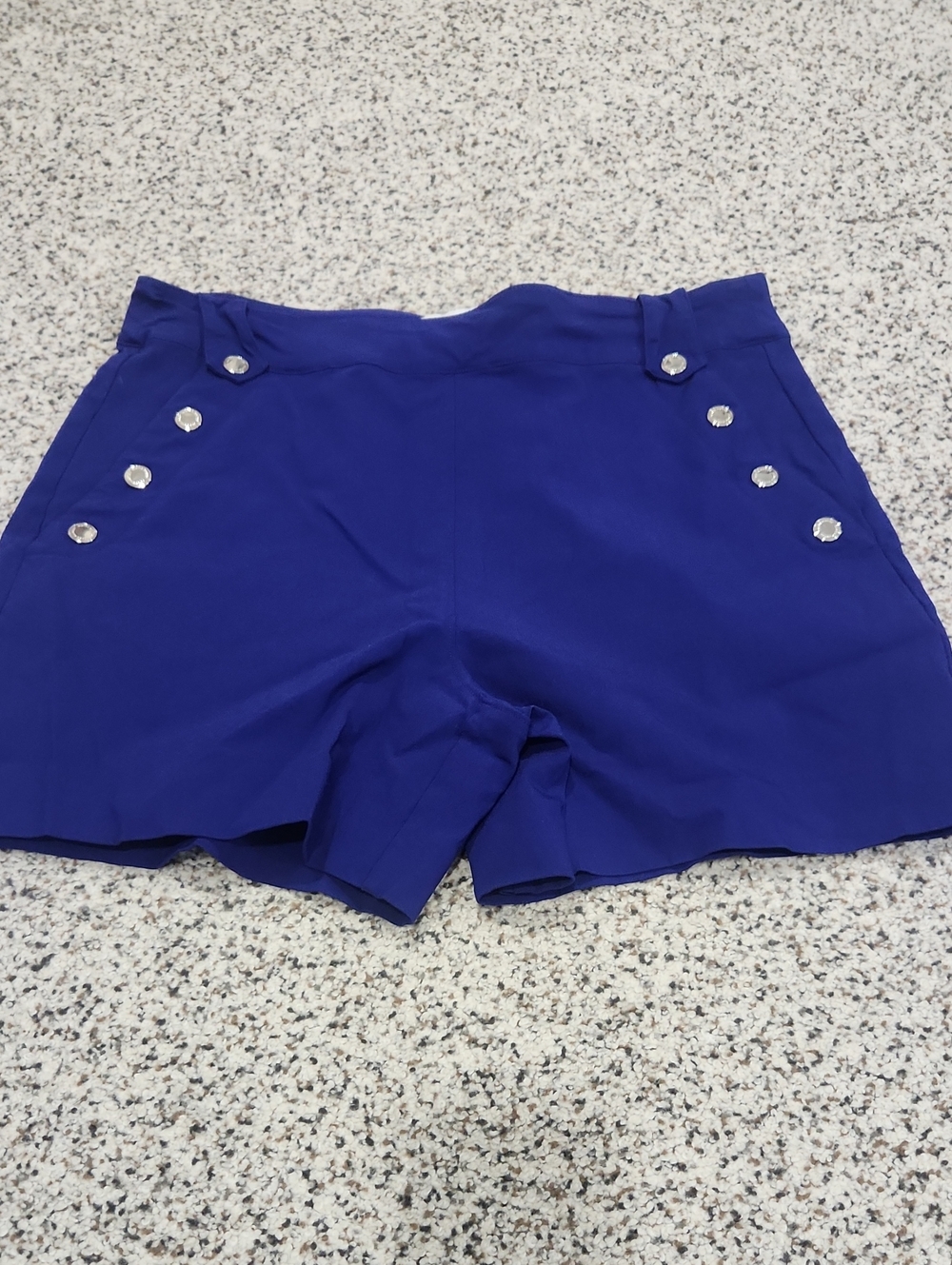 White House Black Market Purple High-Waist Shorts with Silver Buttons
